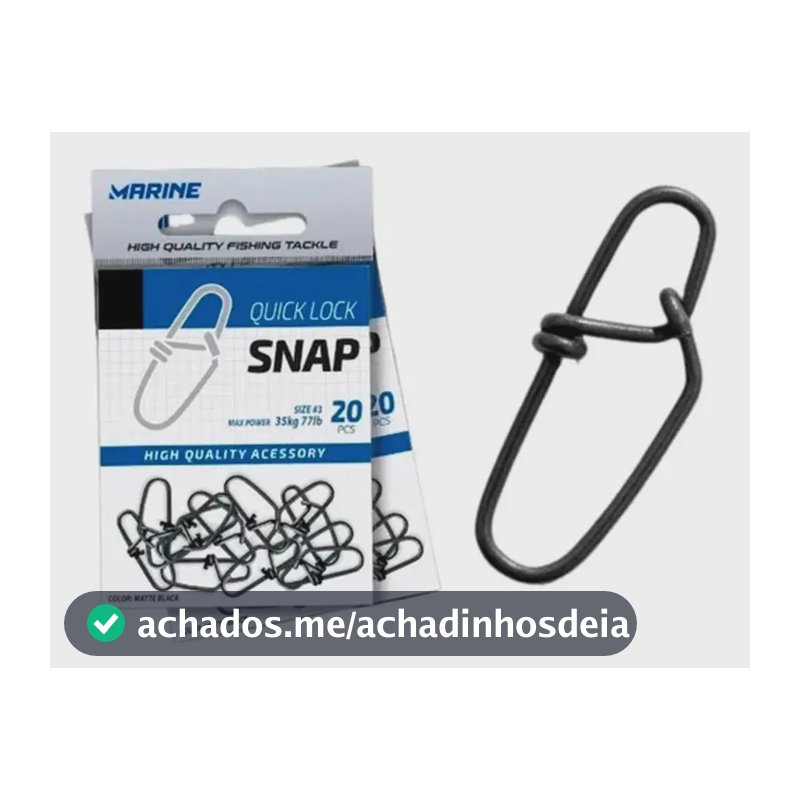 Snap P/ Pesca Quick Lock Tamanho 1 - 15kg-33lb C/20 Marine