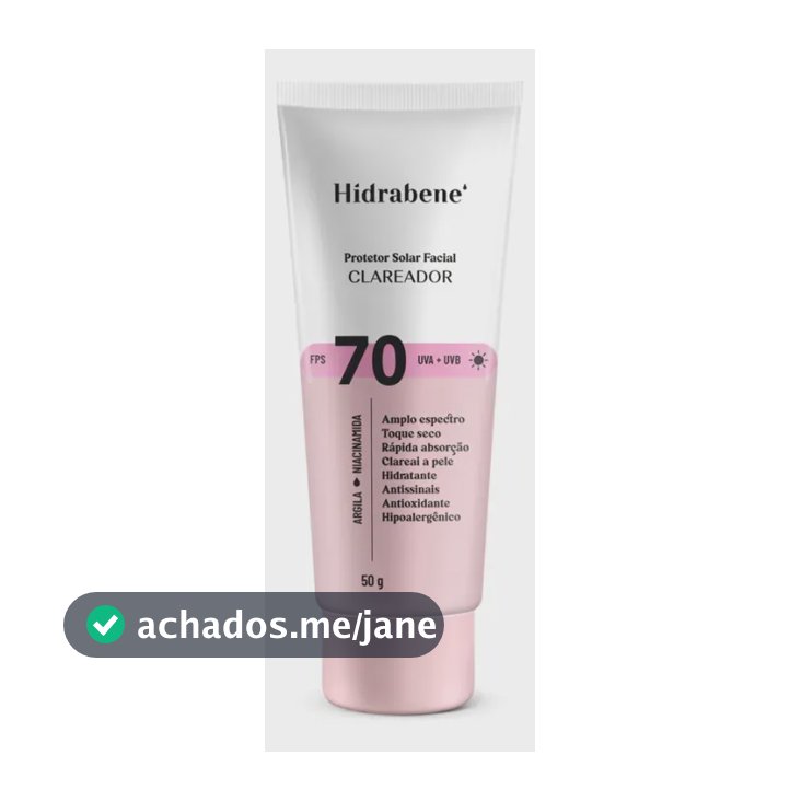 Hidrabene Protetor facial Solar FPS 70 Toque Seco Antissinais Clareia a pele 50g
