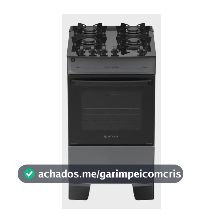 Fogão 4 Bocas Atlas Mônaco Top Glass Automático Mesa De Vidro Titanium