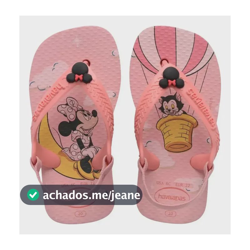 Sandália Havaianas Baby Disney Classics Com Elástico Manga Rosa 25-26 Minnie