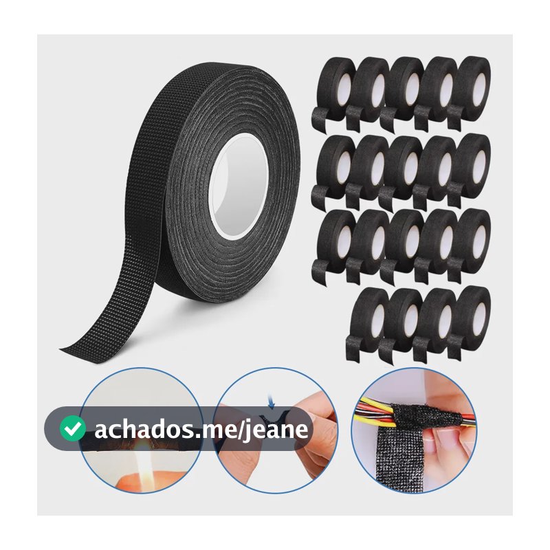 Kit 20 Fitas Isolante Tecido Chicote Automotivo Anti Chama 15m-20pcs
