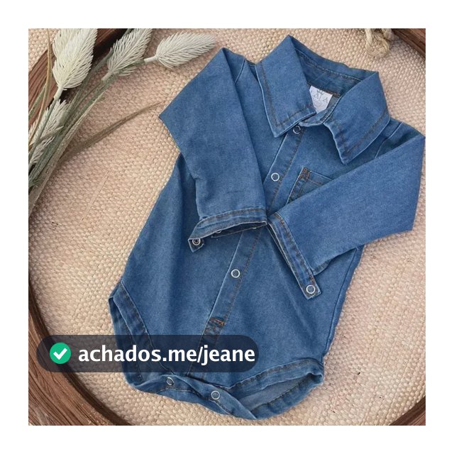 Body Camisa Jeans Bebê Manga Longa Confortável