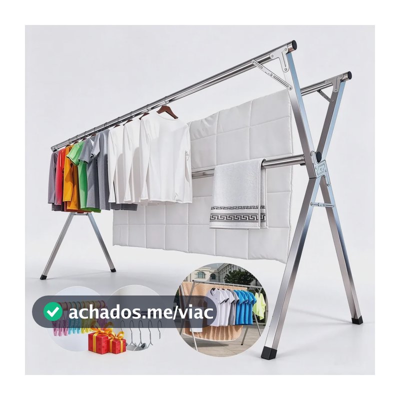 Varal De Chão Grande De Roupas 3 Andares Dobrável - Branco Branco
