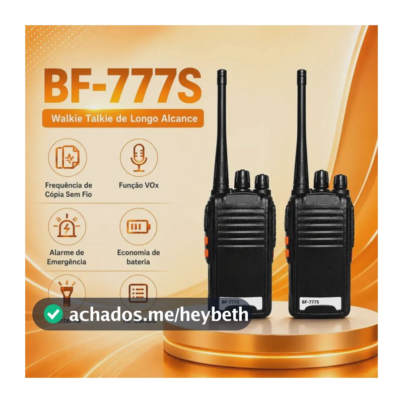 Kit 2 Comunlcadores Bf-777s Alta Performance Profissional Bf777s Baofeng Sem Fio Alta Segurança 400  470mhz 16ch Ht