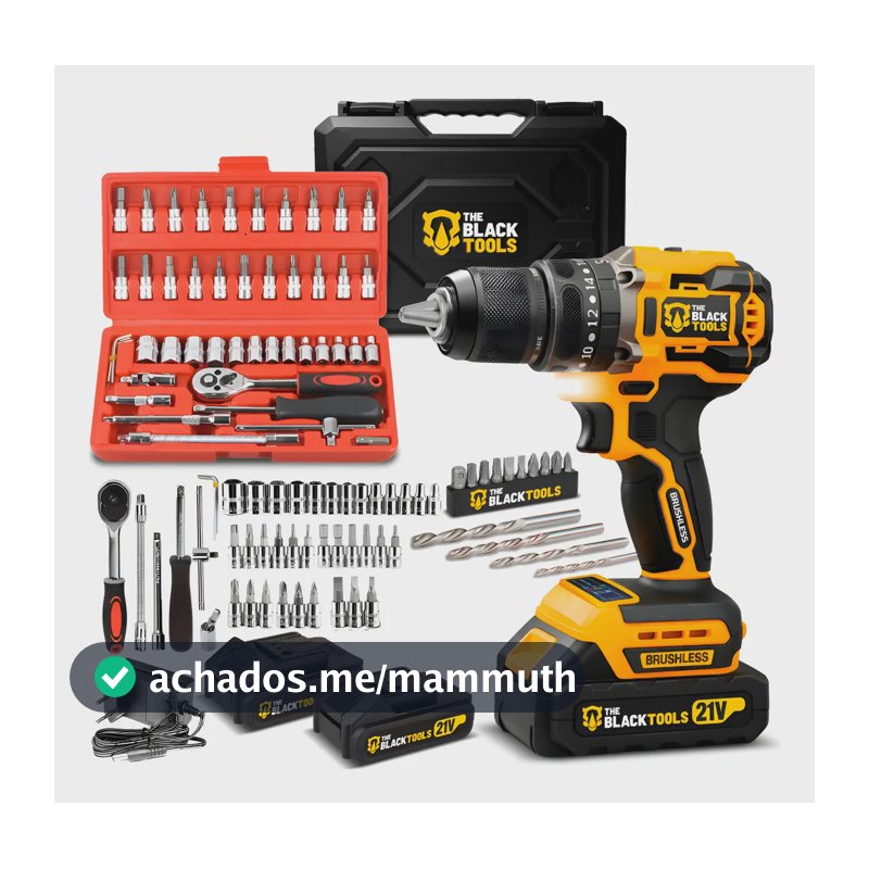 Parafusadeira Furadeira Impacto 2 Baterias Brushless 46 Pçs Amarelo E Preto 60hz