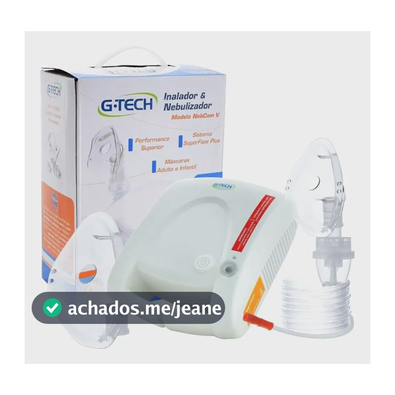 Inalador Nebulizador Compressor G-tech Bivolt Nebcom V Prata Bivolt