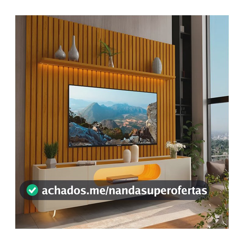 Rack Com Painel Ripado Tv Até 85 Polegadas 1 Gaveta 2 Gf