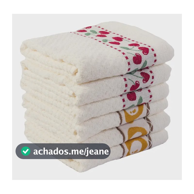 Kit Panos De Prato Atoalhado Felpudo Gourmet 6 Pçs Atacado Branco Desenhos Variados