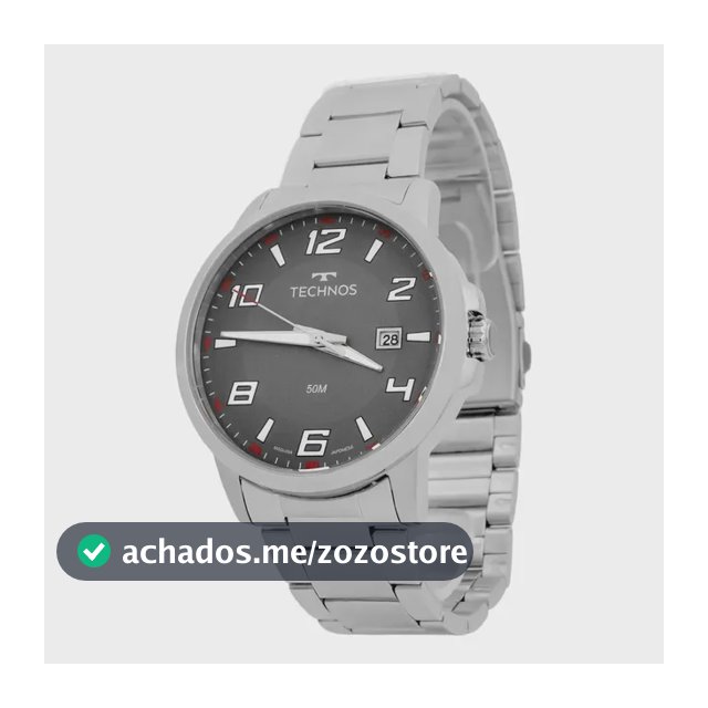 Relógio Masculino Technos Racer Analógico Prata Prateado Cinza
