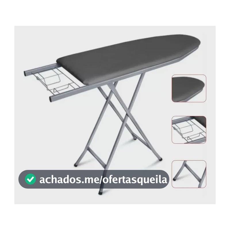 Tábua De Passar Roupa Extra Forte Grande Mesa Passadeira Lisa Cinza-escuro