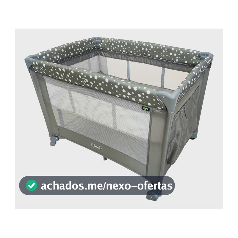 Berço Portátil Infantil Cercado Desmontável Lune Maxi Baby - CINZA