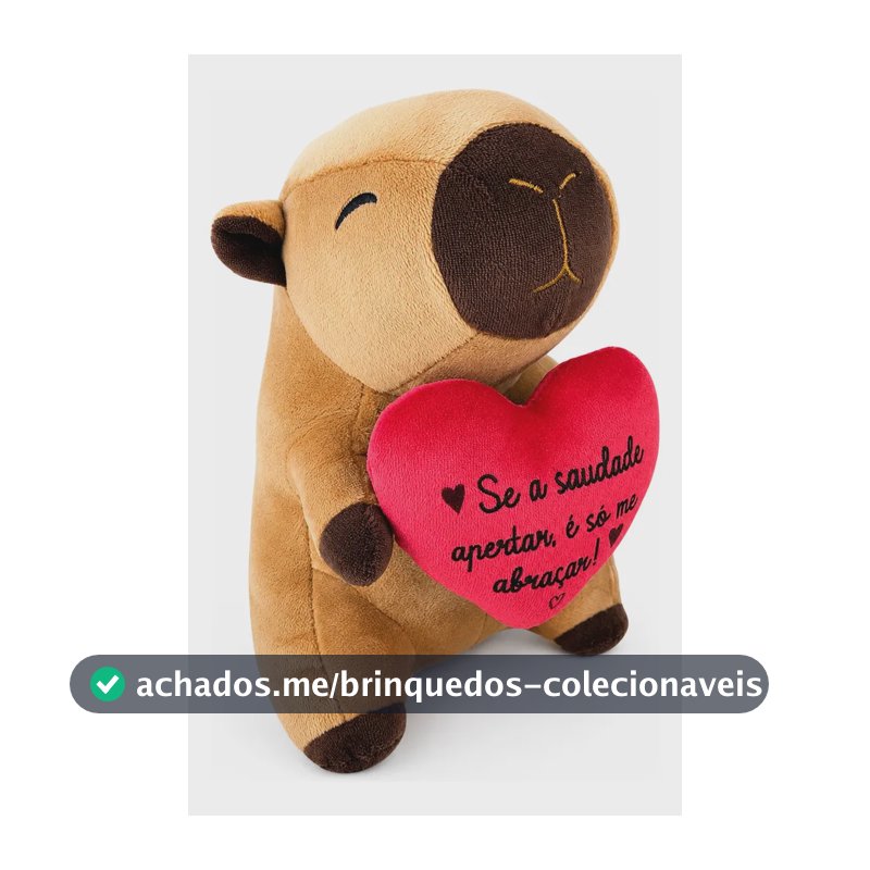 Pelúcia Capivara 20cm Com Coração Presente Marrom