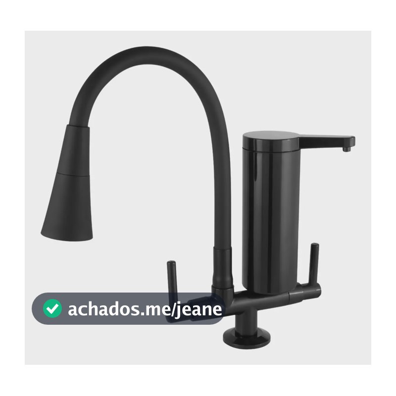 Torneira Preta Cozinha Bancada Filtro Gourmet 2 Jatos Abs Acabamento Brilhante Cor Preto