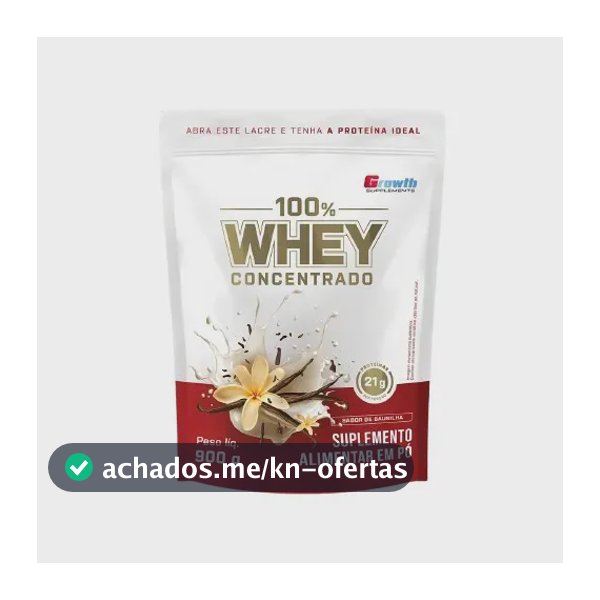 100% Whey Concentrado 900g Growth Supplements Baunilha
