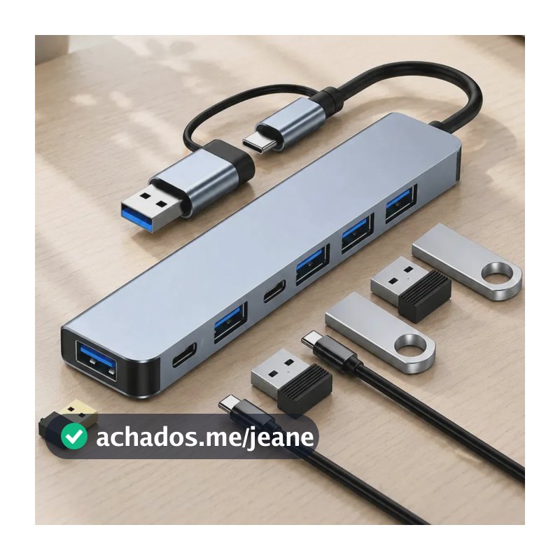 Hub Usb 7 Portas Adaptador 3.0 Extensor USB-C 4k Rápido Personalized View