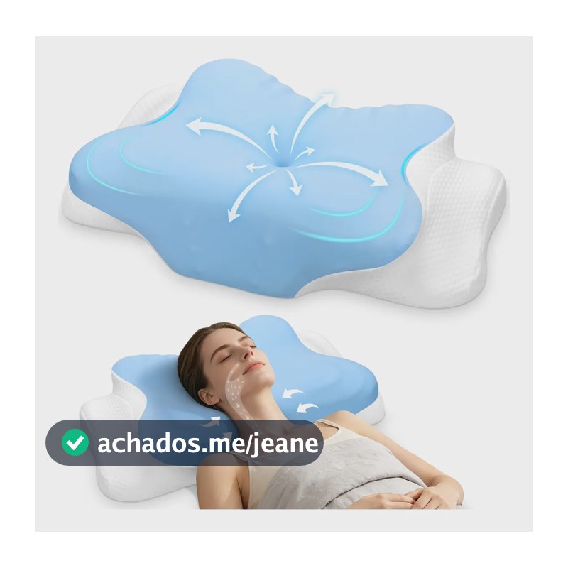 Travesseiro Viscoelástico Ergonômico Ehomfory 3d Air Mesh Azul E Branco Mesclado
