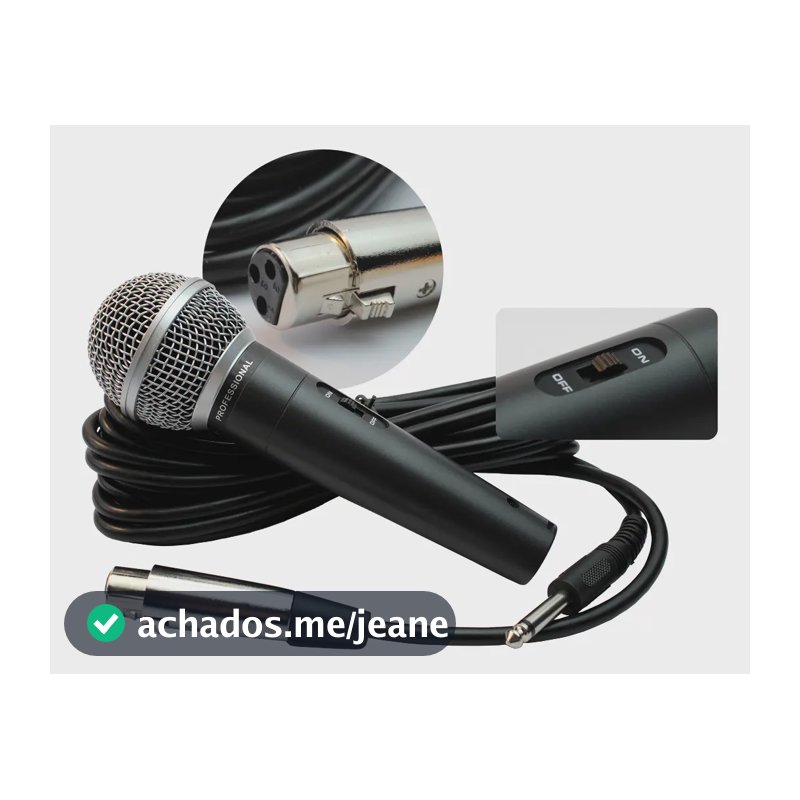 Microfone Com Fio 5 Metros Dinâmico Profissional Para Igreja Karaoke Palestras Eventos Som Potente Diggicom