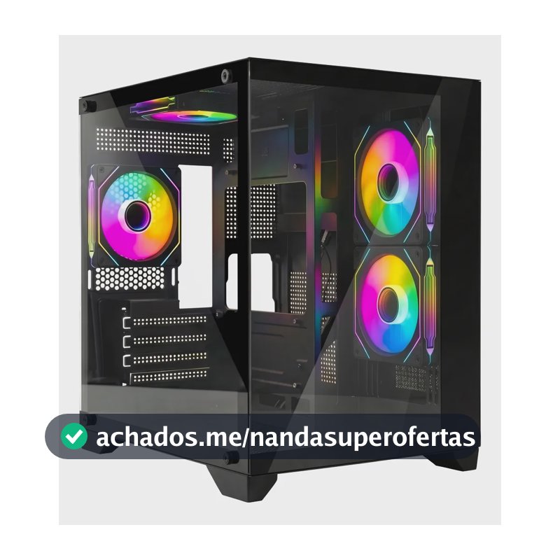 Gabinete Gamer Mrpc Aquario Para Pc 4 Coolers Fans Led Rgb Preto