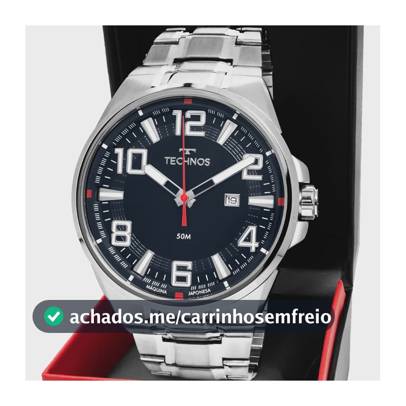 Relógio Technos Masculino Skymaster Prata - 2115tww/1a Bisel Azul