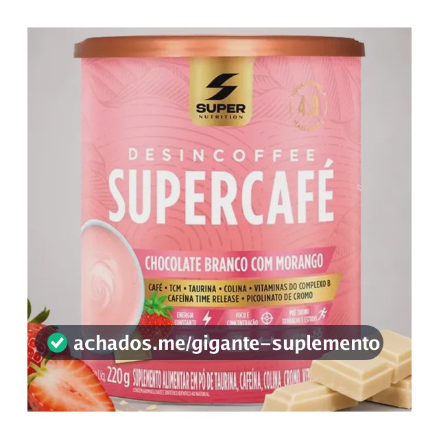 Supercafé Desincoffee Super Nutrition 220g Chocolate Branco Com Morango