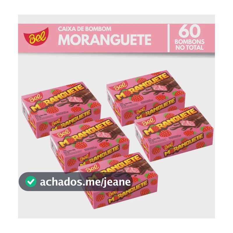 Kit 5 Caixas Bombom Moranguete 108g Bel Chocolates Original