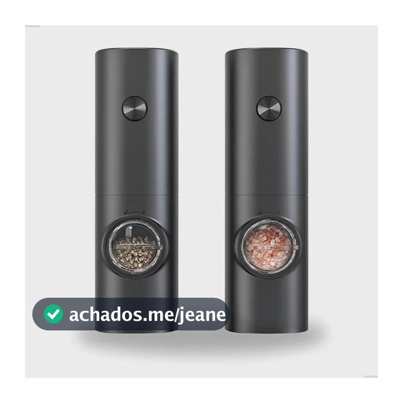 Kit 2 Moedores Elétricos Ajustáveis Ratel Preto Pimenta e Sal