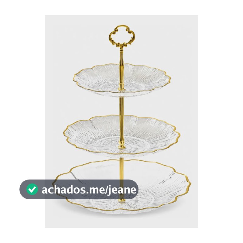 Prato Para Doces Cup Cake Frutas Cristal Acrílico Luxo Helpl 3 - Andares