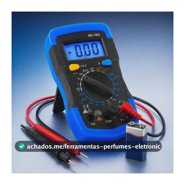 Multímetro Digital Com Iluminação Bip Profissional Portátil Md-180l B Basto Com Bateria
