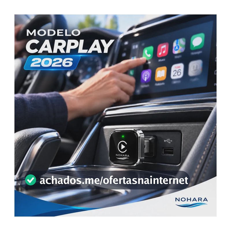 Adaptador NOHARA CarPlay e Android Auto Sem Fio p/ USB e USB-C