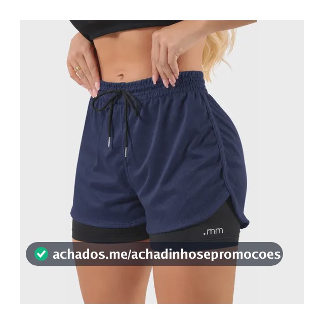 Short Duplo Feminino Bermuda 2 Em 1 Compressão Academia