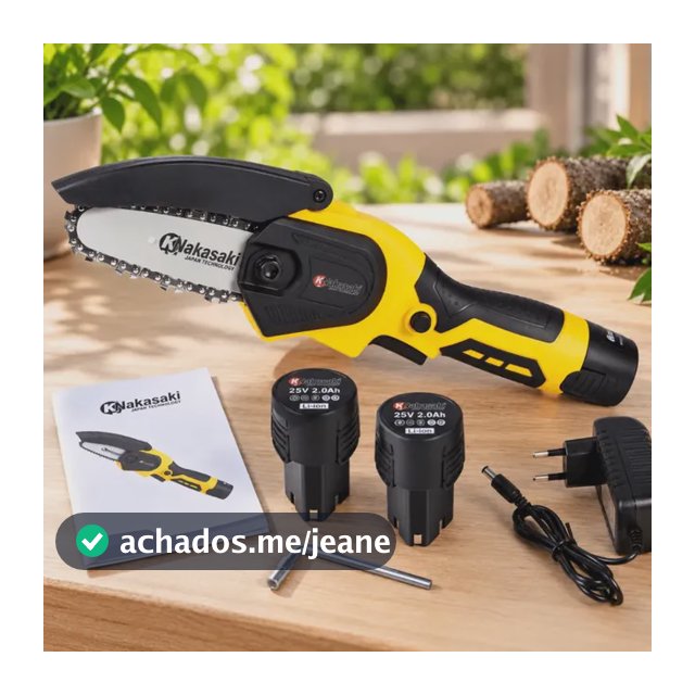 Mini Motosserra Nakasaki 25v 800w Profissional 2 Baterias Amarelo 127/220v