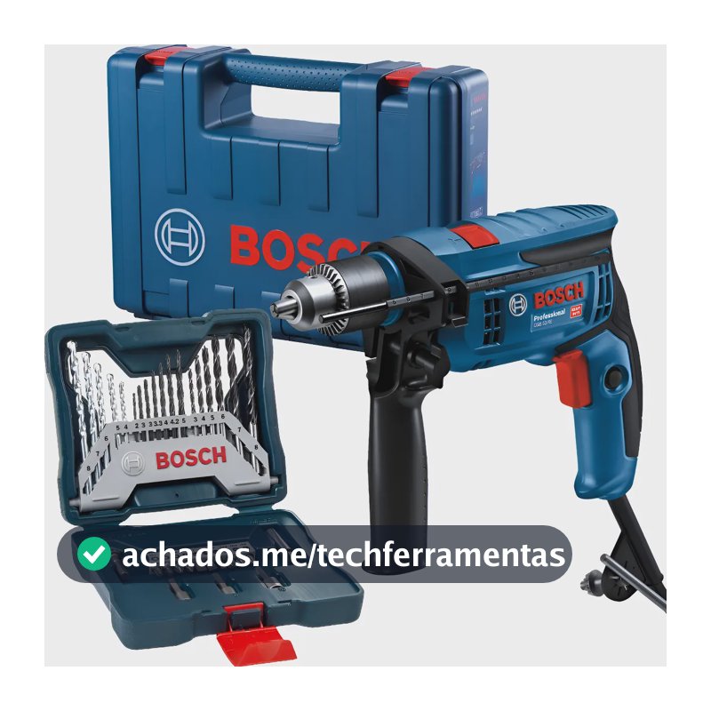 Kit Furadeira De Impacto Bosch Gsb 13 Re 750w 110v 33 Peças Azul 127v