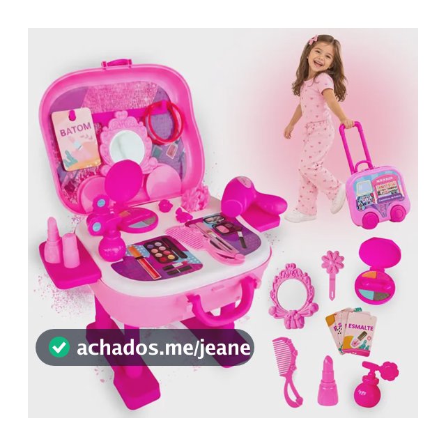 Kit Maleta Infantil Beleza Brinquedo Menina Maquiagem Salão