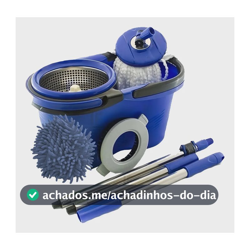 Esfregão Perfect Pro Mop 360° Balde Inox Cabo Longo Microfibra 16L