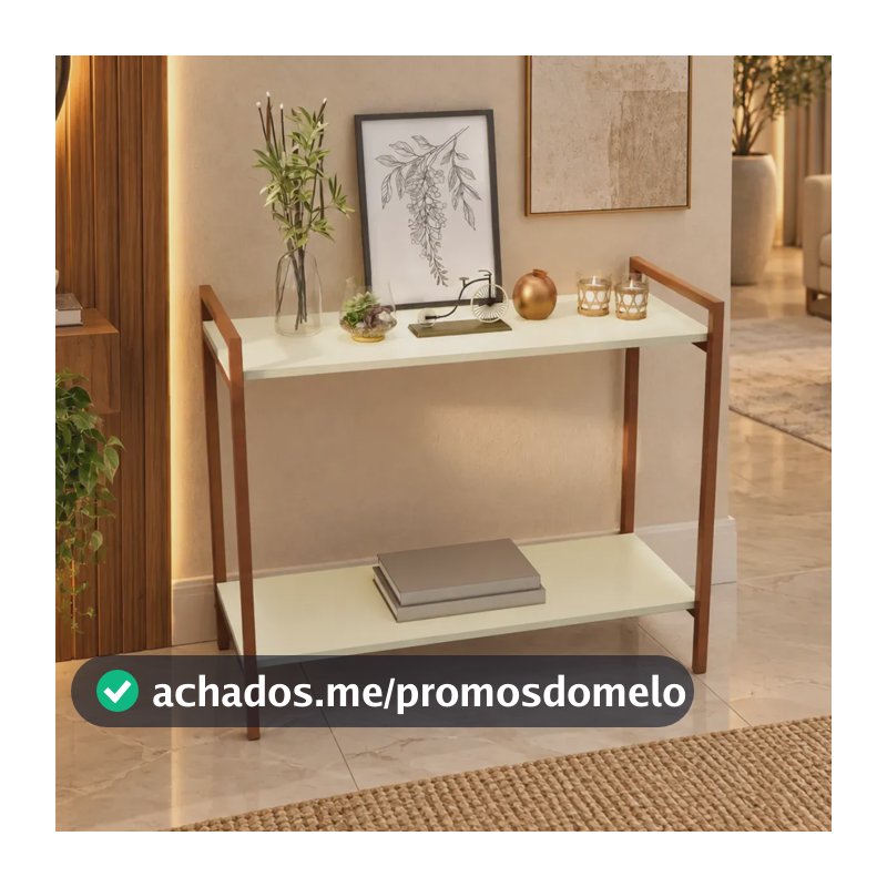 Mesa Aparador Cantinho Do Café Buffet Decoração Sala Bar Balcão Pés Cobre Cor Off White