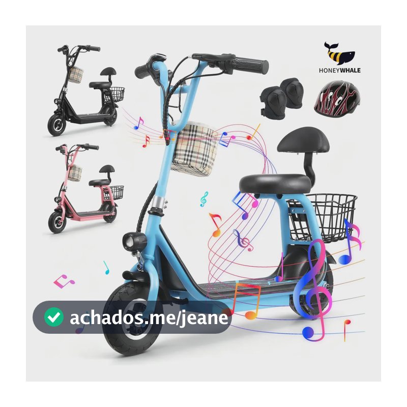 Patinete Elétrico HONEYWHALE JL005 para Crianças Azul Com Assento e Bluetooth