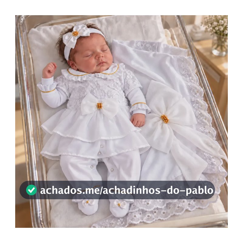 Saída De Maternidade Branca Luxo Branco P 0 A 3 Meses