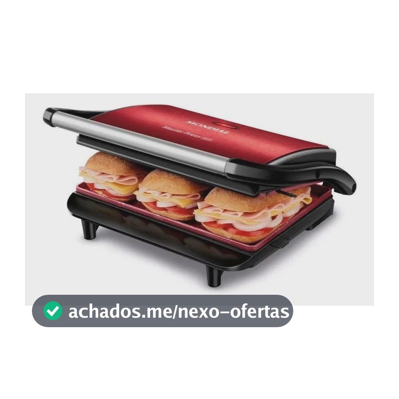 Grill e Sanduicheira Press Grill Red Ceramic PG-01-RC Vermelho e Preto 1000W Mondial