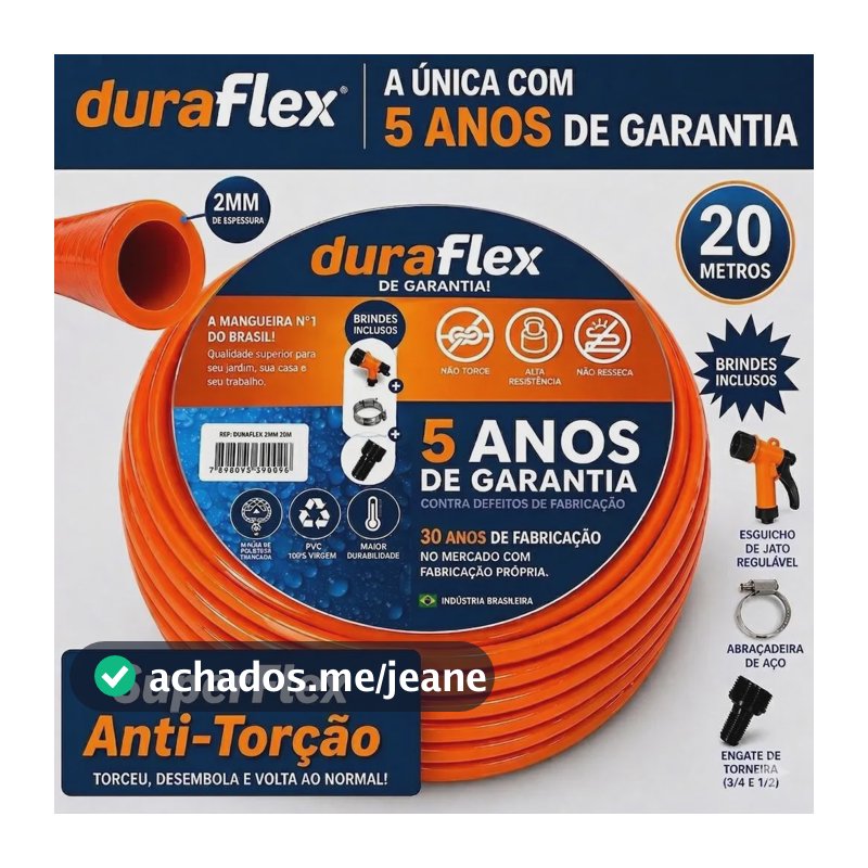 Mangueira 20metros Duraflex Silconada Reforçada Profissional Laranja