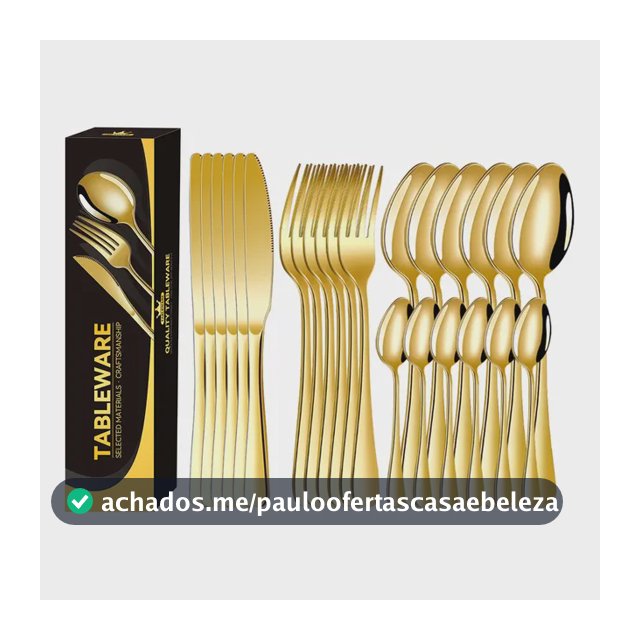 Kit 24 Talheres Luxo Premium Faqueiro Dourado Com Maleta Dourado,com Caixa De Papel