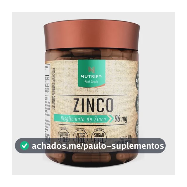 Bisglicinato de zinco Nutrify Vitaminas e Minerais em cápsula Sem sabor x 60mL de 60 un