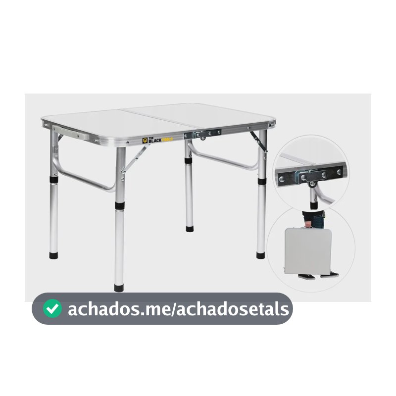 Mesa Dobrável Alumínio 90x60cm Vira Maleta Com Alça Portátil Camping Praia The Black Tools