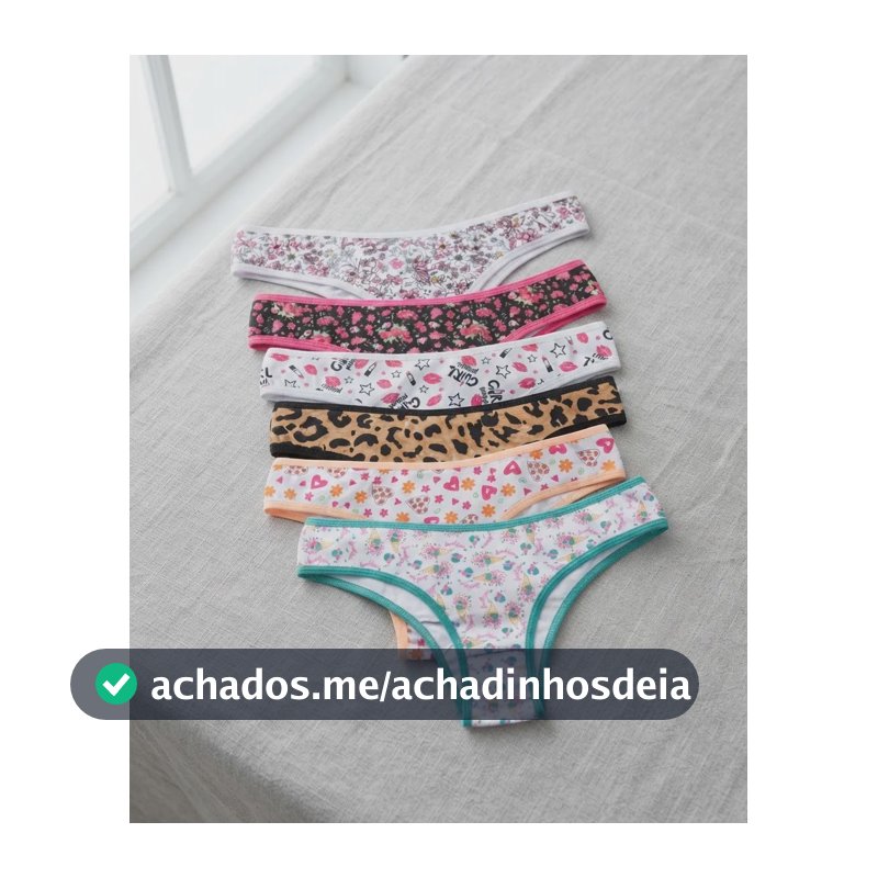 Kit 10 Calcinhas Femininas Algodão Estampadas Com Forro Aleatórias Estampadas M