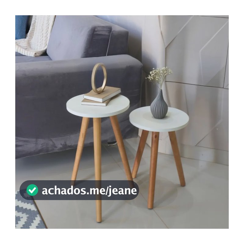 Kit De Mesas Redonda Mesinha Lateral Decorativa Branca Promo Branco