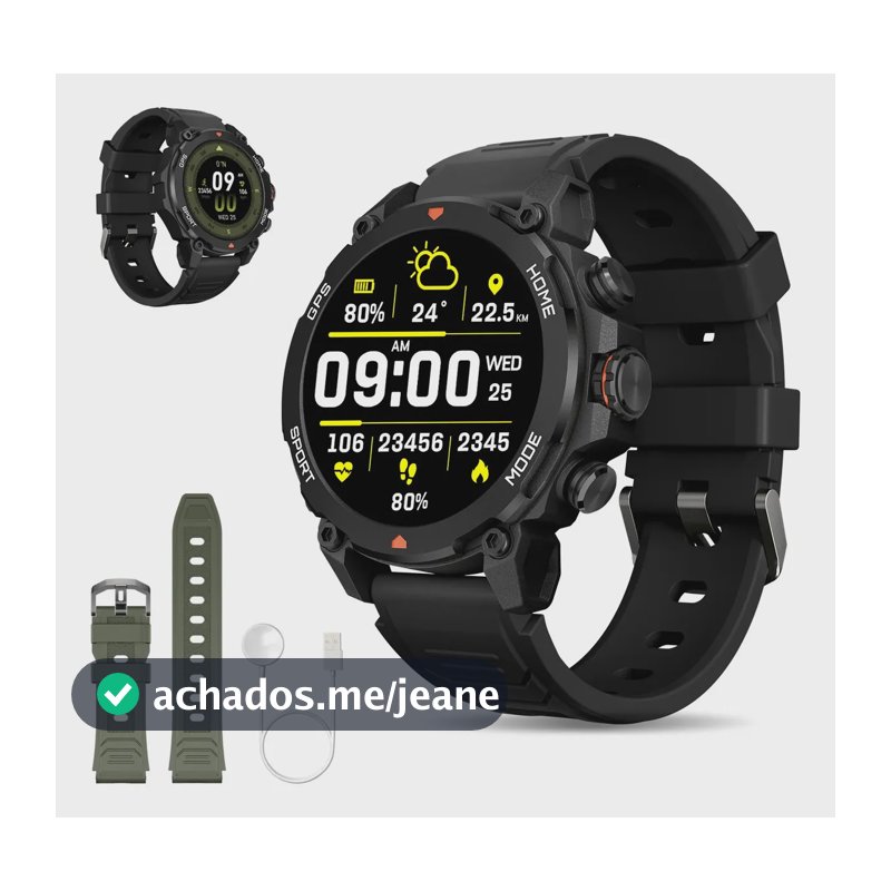 Smartwatch Aurafit G6 Esportivo com GPS e Tela AMOLED de 1.43"