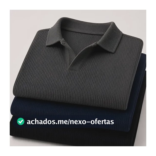 Kit Camisa Polo Masculina Canelada Gola Italiana Sem Botao Chumbo / Azul / Preto P