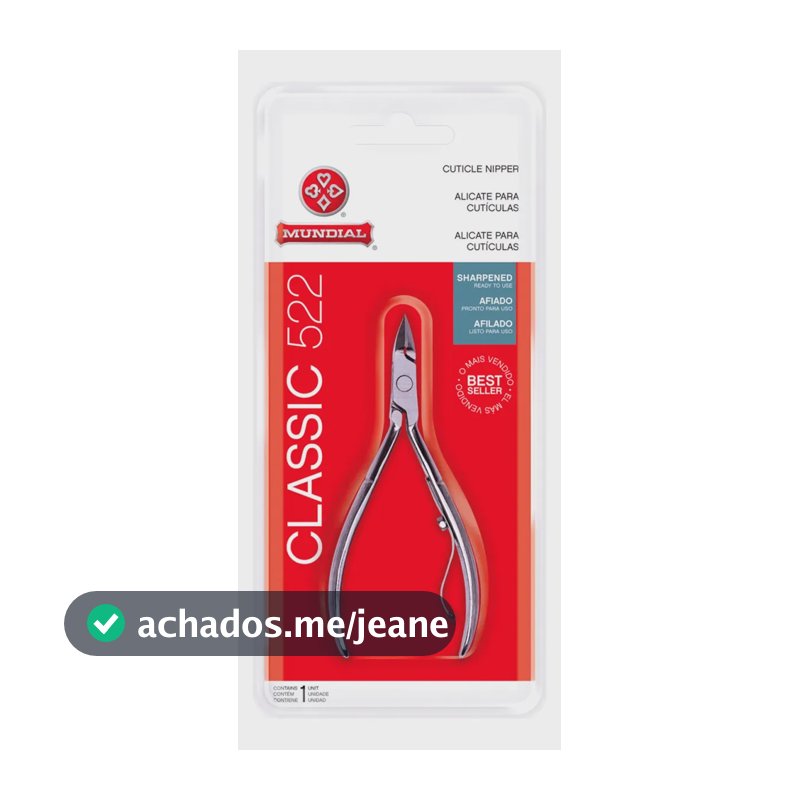 Alicate Cuticula Profissional Classic 522 Mundial S A Prateado