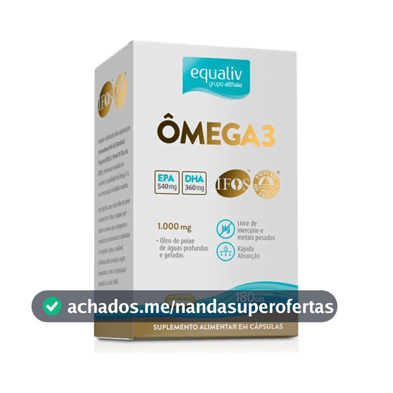 Ômega 3 Equaliv Premium em cápsulas gelatinosas Sem sabor de 180 un
