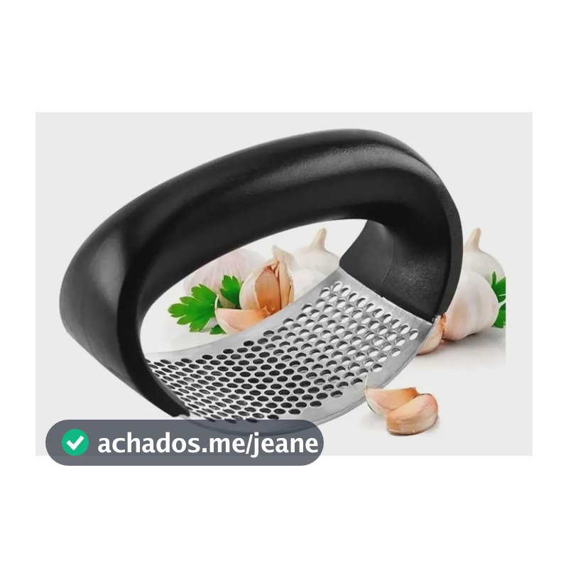 Espremedor Amassador Triturador De Alho Manual Cozinha Inox Cor Preto Vinílico