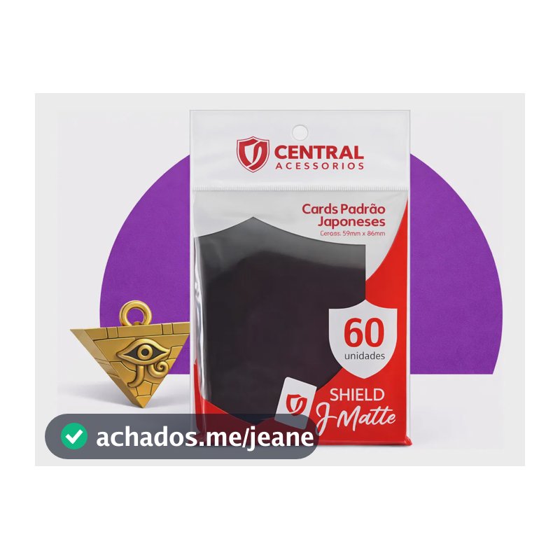Sleeves Matte Central Shield Preto p/ Yu-Gi-Oh! 60 Unidades